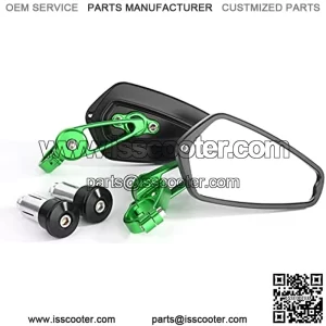 CNC Aluminum Alloy Motorcycle Mirror Apply to 22MM 25MM 7/8" Motorcycle Handlebar Ends Interface, Bar End Mirrors for Motorcycle for Off Road Street Sport Cruiser Motorcycles Mirror (Green)