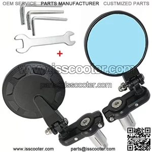 Motorcycle Foldable Handle Bar end Mirrors, Mini Side Rearview Aluminum 2.7" Round Mirror Universal for 7/8" inch Handlebar Honda Harley Kawasaki Suzuki Yamaha Victor Racer Street Bikes