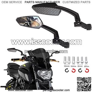 Black Grim Reaper Universal Motorcycle Blade Sickle Scythe Rear View Side Cruiser Mirrors Adapters 8mm 10mm for Street Bikes Sport Bikes Chopper Cruiser Scooter - Carbon fiber