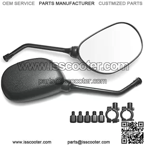 Pair Set of Motorcycle ATV Side Rear View Mirror with Black Bolts 7/8" Handle Bar Mount Clamp, Compatible with Scooter Moped Polaris Dirt Bikes