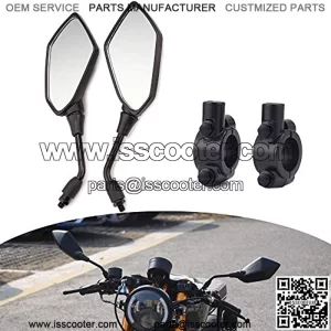 1505 Motorcycle Convex Rear View Side Mirrors with 10mm Bolt (Clockwise Thread) for ATVs Scooter Cruiser Electric Bicycle  Off-road Street Dirt Bike with 7/8 Handle Bar Black