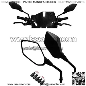 Universal Motorcycle Mirrors,  M8 M10 Threaded Bolt Double Take Mirror,Compatible With Scooter, ATV Kawasaki, Suzuki, Victory