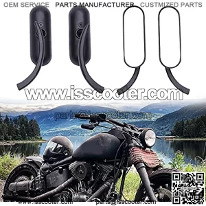 Black 8mm 10mm Motorcycle Mini Oval Rearview Mirrors For Dyna Softail Touring  883 1200 Electra Glide Cruisers Choppers