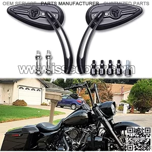 8mm/10mm Motorcycle Skull Rearview Mirrors For Harley Touring Road King Street Glide Dyna Suzuki Kawasaki