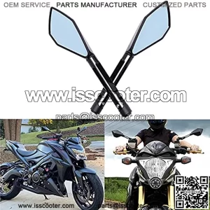 JMTBNO Universal Aluminium Motorcycle Handlebar End Mirror, 8mm 10mm Motorcycle Side Rearview Mirrors for Street bike Sport bike Dirt bike Cruiser Chopper Scooter(Black)