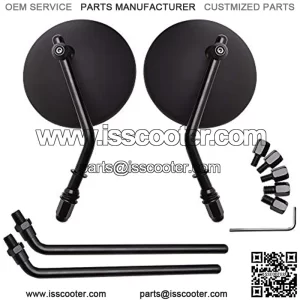 3.8" Motorcycle Handle Mirror Round Rear View Side Mirrors 8mm 10mm Universal Fit for Honda CB350 CB1100 Guide ATV Dirt Bike Cruiser Chopper Yamaha MT03 MT07 - Black #1