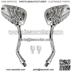 TECH Motorcycle Mirrors Bicycle Mirror Universal 8mm/10mm Skull Hand Motorcycle Rear View Side Mirrors,silver