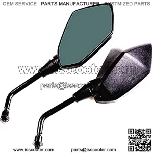 Heavy Duty Motorcycle Rear View Side Mirrors-10mm Clockwise Threaded Mounting Bolt-Fits for Kawasaki, Suzuki, Honda, Victory and More-Pair