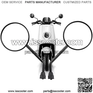 Motorcycle 3.94" Round Rearview Mirror  Round CNC Rearview Mirror Black Universal 10mm Clear Rear View Side Mirror