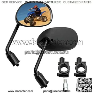 ATV mirrors-motorcycle mirrors Motorcycle Rear View Mirror,10mm Adaptersor or 7/8" Handlebar Compatible, compatible with Snowmobile, Motorcycle Scooter, Moped Honda ATV Dirt Bike(Black Finish)