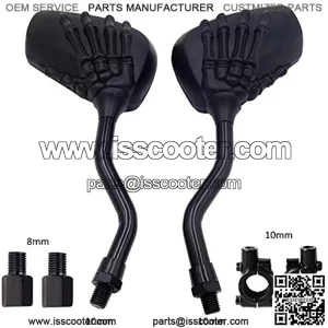 Universal Motorcycle Convex Rear View Mirror with 10mm&8mm Bolt and 7/8" Handle Bar Mount Clamp for most motorbike, Street Bike, ATV, Dirt Bike, E-Bike, BMX Bicycle and Scooter (Black)