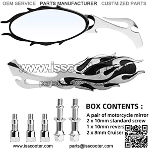 Motorcycle Flame style rearview mirror fit for Harley Davidson Cruiser Chopper Custom  Universal Moto