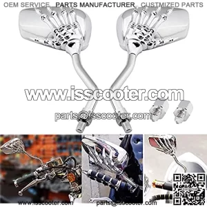 8mm/10mm Motorcycle Skull Skeleton Rearview Side Mirrors Compatible with Honda Yamaha Kawasaki Suzuki Aprilia