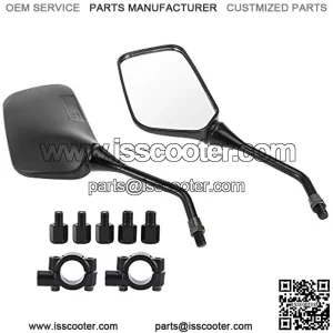 1 Set Universal 5.7" ATV Motorcycle Rear View Side Square Shape Mirrors Fits 7/8" Handlebar Mount Black