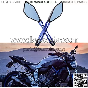 8mm 10mm Motorcycle Rearview Mirror Side Rear view Mirrors For Motorcycle Dirt Bike Quad Street Bike Adventure Snowmobile Jet ski Scooter Coolster Moped GY6 ATV's (Blue)