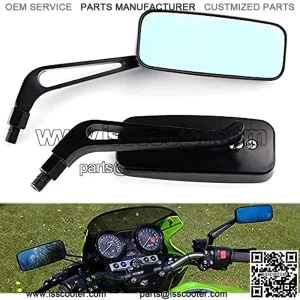 Motorcycle Rear View Mirror 8mm/10mm Rectangle Black Square Convex Smoke Blue Glass Handlebar Side Mirrors, For Harley Honda Suzuki Yamaha ATV Kawasaki Scooter Bobber Cruiser Chopper