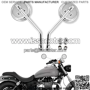 Universal  3" Round Motorcycle Rear View Mirrors, 8mm 10mm Adjustable Handlebar Motorcycle Side Mirrors Set for Cafe Racer Dirt Bikes Motorbike Scooter ATV