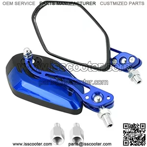 Cuque Rear View Mirrors 1 Pair Universal Motorcycle Bar End Mirrors Rearview Multi Angle Adjustable Scooter Aluminum Flame Pattern Side Mirror 8mm 10mm for Most of Motorcycle Motorbike(Blue)