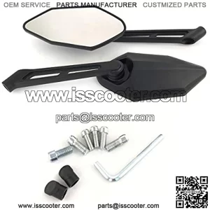 Universal Motorcycle Rearview Mirrors Heavy Duty Metal Stem Big Vision fits for 8mm 10mm Motorbike Scooter