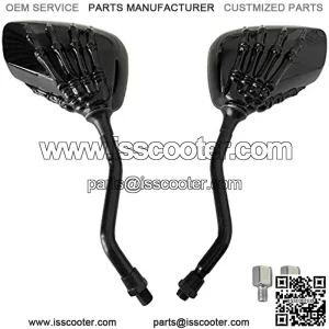 Motorcycle Mirrors Bicycle Mirror Universal 8mm/10mm Skull Hand Motorcycle Rear View Side Mirrors,black