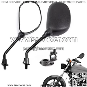 Motorcycle Rearview Mirror with 7/8" Aluminum Handlebar Mount Clamp Adapter, Black ATV Side Mirror Universal 10mm Compatible with Scooter Dirt Bike Cruiser