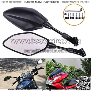 Universal 8MM 10MM Motorcycle Mirrors Black Scooter Convex Rear View Mirrors 360 Degrees Adjustment Compatible With Street Motobike Dirt Bike Quad ATV Cruiser For GROM Navi and More