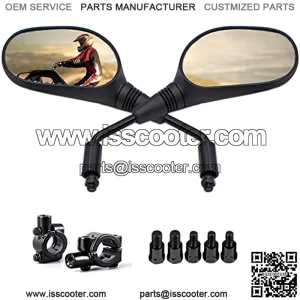 ATV Mirrors Universal 8mm 10mm Bolt 7/8 Inch Handle Bar Mount Clamp Motorcycle Convex Rear View Mirror fit Honda ATV Dirt Bike Scooter Kawasaki Cruiser Suzuki Victory and More