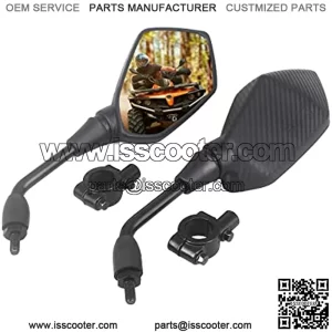 Universal Hawk-eye Motorcycle Convex Rear View Mirror - with 10mm Bolt, Handle Bar Mount Clamp Compatible with Cruiser, Suzuki, Honda, Victory and More