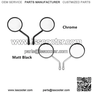 Motorcycle rearview mirror scooter modified mirror long rod short rod black electroplating small round mirror cross-border mirror