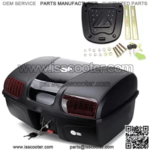 Universal Motorcycle Rear Top Box Tail Trunk Luggage Case,47 Litre Hard Case with Mounting Hardware ,Black