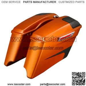 4" Saddlebag Fit For Harley Road Street Glide 14-23 Scorched Orange/Black Denim