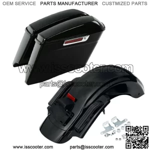 4" Stretched Hard Saddlebag + LED Rear Fender Fit For Harley Road King 2014-2023 (For: Harley-Davidson)