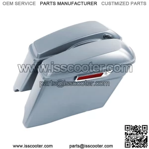 4" Stretched Saddlebag Fit For Harley FLTRX FLHXS 14-23 Barracuda Silver Denim (For: Harley-Davidson)