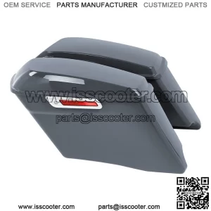 4" Stretched Saddlebag Fit For Harley Touring Electra Glide 14-23 Gunship Gray (For: Harley-Davidson)