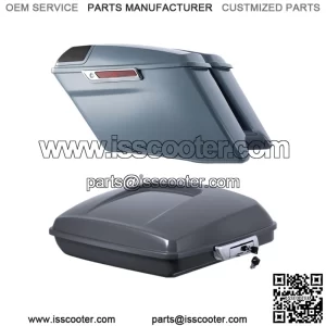 4" Stretched Saddlebags 5.5" Razor Pack Trunk Fit For Harley Touring Glide 14-23 (For: Harley-Davidson)