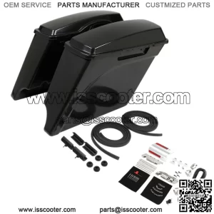 5" Extended Hard Saddle Bags W/ Lid Latch Fit For Harley Touring Road King 93-13