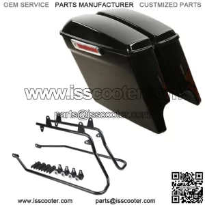 5" Extended Saddlebag & Black Conversion Brackets Fit For Harley Softail Deluxe (For: Harley-Davidson)