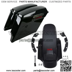 5" Stretched Extended Saddle Bags Rear Fender Fit For Harley Road King 09-13 (For: Harley-Davidson)