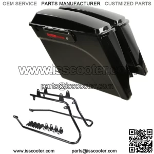 5" Stretched Hard Saddle Bags+Conversion Brackets Fit For Harley Softail Deluxe (For: Harley-Davidson)