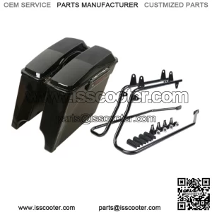 Black 5" Hard Saddlebags Speaker Lids Bracket Kit Fit For Harley Softail 84-17 (For: Harley-Davidson)