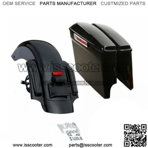 Black 5" Stretched Saddlebags LED Rear Fender Fit For Harley Touring Glide 14-23 (For: Harley-Davidson)
