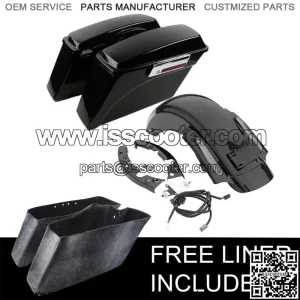 Black ABS Saddlebags + Rear Fender Fit For Harley Road King Glide 2009-2013 CVO (For: Harley-Davidson)