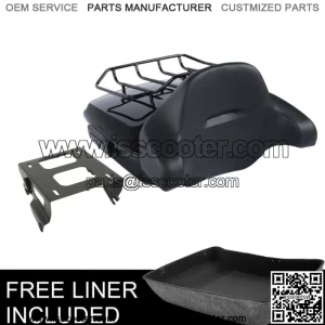 Black Chopped Trunk Backrest Solo Rack Fit For Harley Tour Pak Touring 2014-2023 (For: Harley-Davidson)