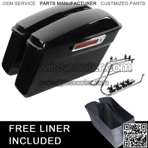 Black Hard Saddlebag w/Chrome Conversion Kit Fit For Harley Softail Fatboy 84-17 (For: Harley-Davidson)