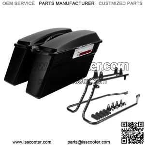 Black Hard Saddlebags Saddle Bag Bracket Kit Fit For Harley Softail Deluxe 84-17 (For: Harley-Davidson)