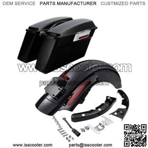 Black Hard SaddleBags Saddle Bag Rear Fender Fit For Harley Road King 2009-2013 (For: Harley-Davidson)