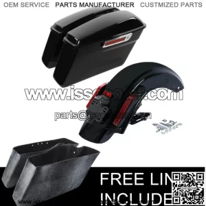 Black Hard Saddlebags Saddle Bag Rear Fender Fit For Harley Touring 2014-2023 22 (For: Harley-Davidson)