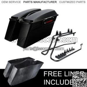 Black Hard Saddlebags Saddle Bags & Bracket Fit For Harley Softail Fatboy 84-17 (For: Harley-Davidson)