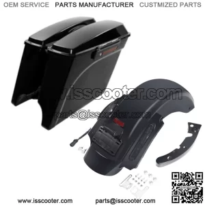 Black Hard Stretched Saddlebags & Rear Fender Fit For Harley Street Glide 09-13 (For: Harley-Davidson)