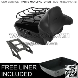 Black King Pack Trunk 2 Up Rack Backrest Fit For Harley Tour Pak Touring 14-23 (For: Harley-Davidson)